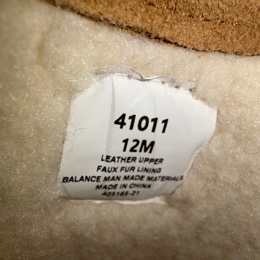 Minnetonka Suede Mule Slippers Mens 12 Tan 41011 Faux Fur Lined Slip On Scuff - Picture 3 of 7
